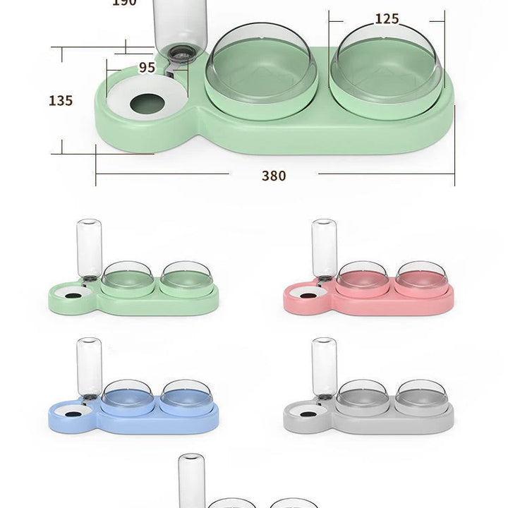 Cat Bowl Pet Feeder Anti-Tip Double Bowl Large Diameter