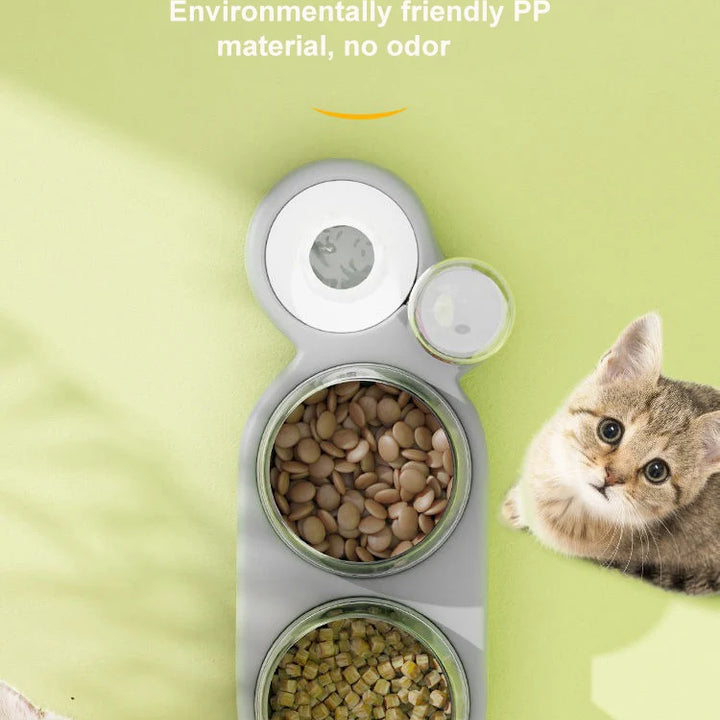 Cat Bowl Pet Feeder Anti-Tip Double Bowl Large Diameter